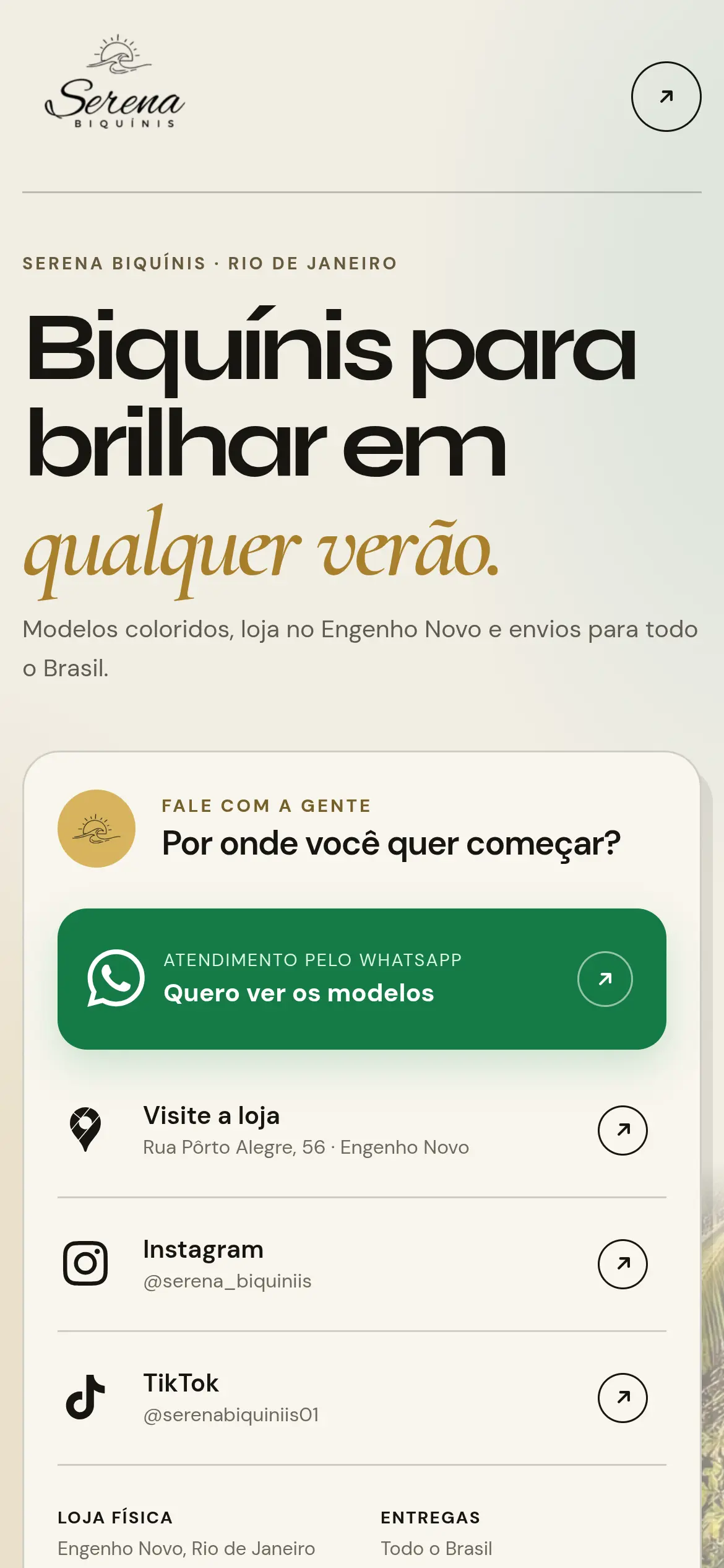 Página de links da Serena